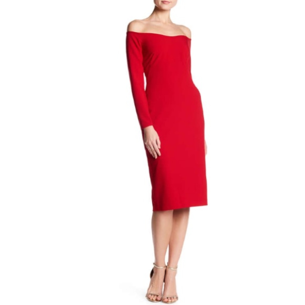 🔥NWT Black Halo Vita Off the Shoulder Dress | Red | Size 2 - Picture 3 of 8